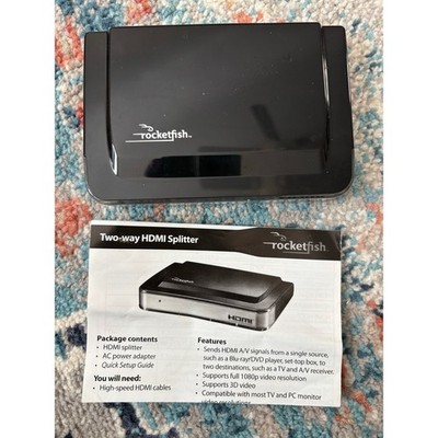 Rocketfish 2-Way HDMI Splitter w/ Power Adapter RF-G1603 Tested working 