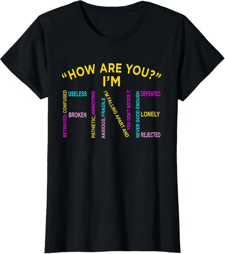 I'm Fine Mental Health Awareness Supporter Graphic Ladies' Crewneck T-Shirt