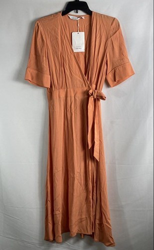 & Other Stories Women's Orange Paris Atelier Wrap Midi Dress Sz 4 NWT