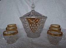 Juego de cuencos de cristal con aplicación dorada