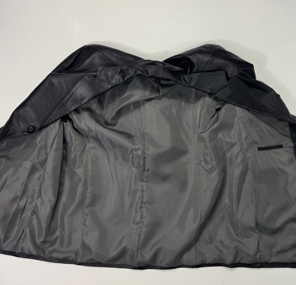 Stafford Genuine Leather Blazer Mens Large Black Jacket Lambskin NWT - Image 3 of 4