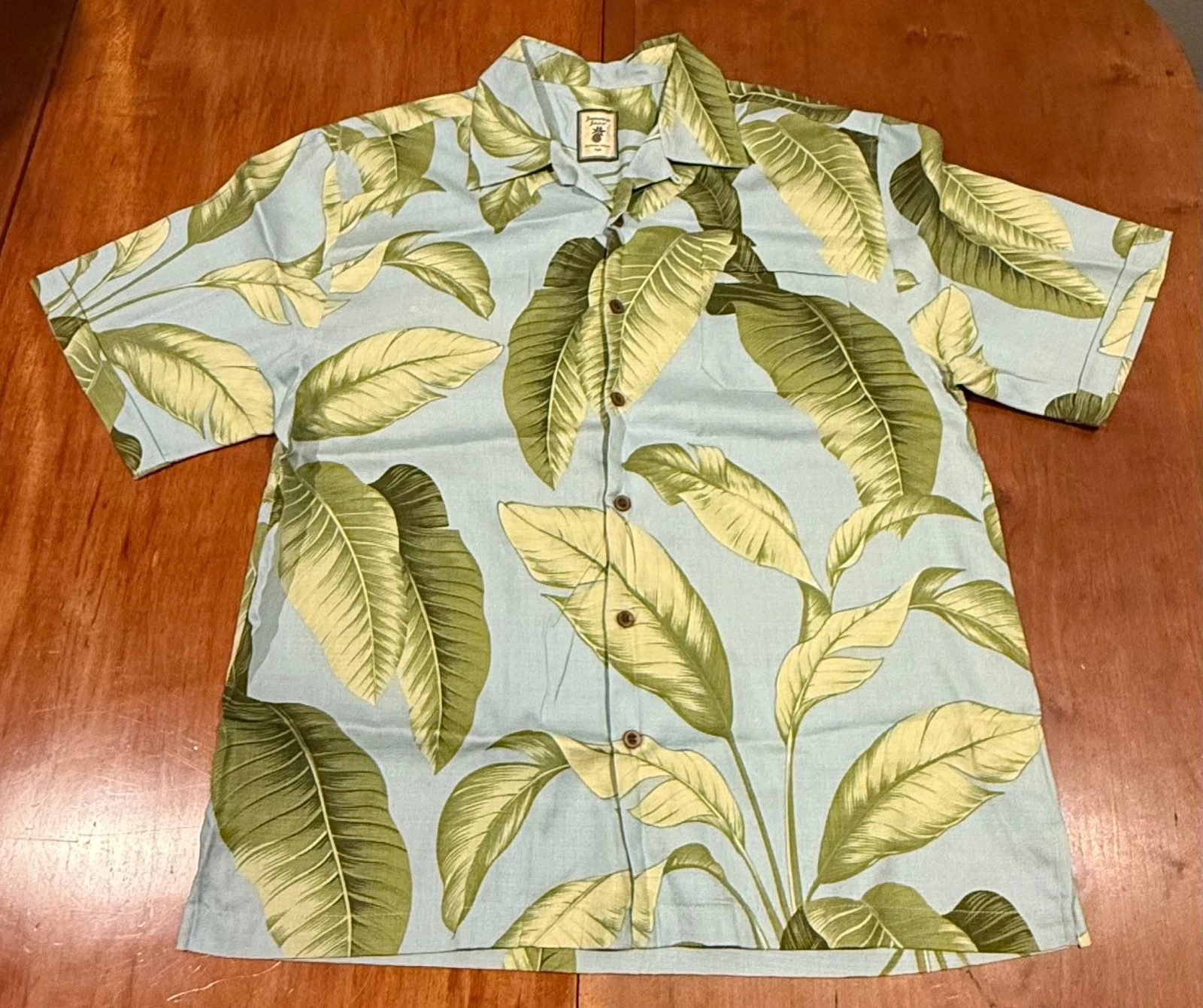 Beautiful Leaf Print JAMAICA JAXX Island Style Shirt Sz M Shirt Matching Pocket