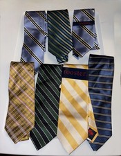 Set of 7 Silk Men's Striped Tie Collection - Multicolor