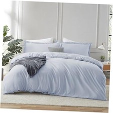 Ice Blue Duvet Cover Queen Size Queen 90" x 90" 25 - Ice Blue No Comforter