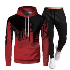 2024 Spring Autumn Men  s Inkjet Printed Hoodie  Pants Two-Piece Sports Set