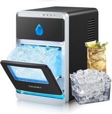 Crescent Ice Maker Countertop, 1600Pcs/Day, Ready in 12Mins, Auto Deep Cleaning