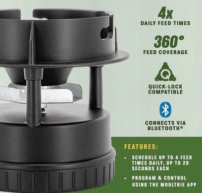 Moultrie All-in-One II Deer Feeder Kit MFG-15096 Quicklock Adapter Bluetooth