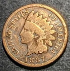 1887 Indian Head Cent Penny Antique U.S.A. One Cent Coin