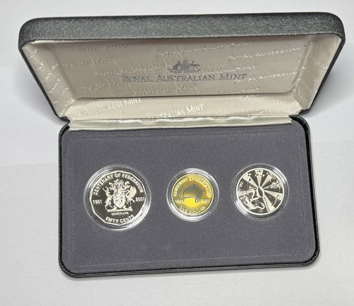 2001 Royal Australian Mint - State Federation - Three Coin Proof Set - QLD - Picture 2 of 3