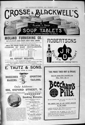 Alter Druck 1901 Crosse Blackwell Suppentabletten Buchen Pillen J.R.D. Whisky 20th