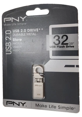 PNY USB 2.0 DRIVE Durable Metal 32GB with micro hook attached | NEW & sealed! - Bild 1 von 2