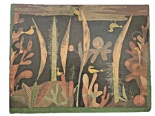 Paul Klee “Bird Garden” Mid-Century Modern Abstract Art Print on Board – Vintage