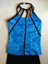 VGC Curtain Call Costumes Black Velour Pants and Blue Shimmer Top Size ASM