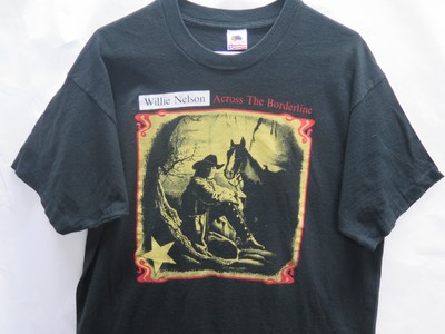 VTG 90s Willie Nelson Across The Borderline Sz L Tour T Shirt Fruit of the Loom