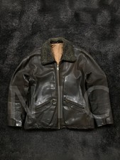 Mens Brown Sheepskin Genuine Leather Fur Jack...