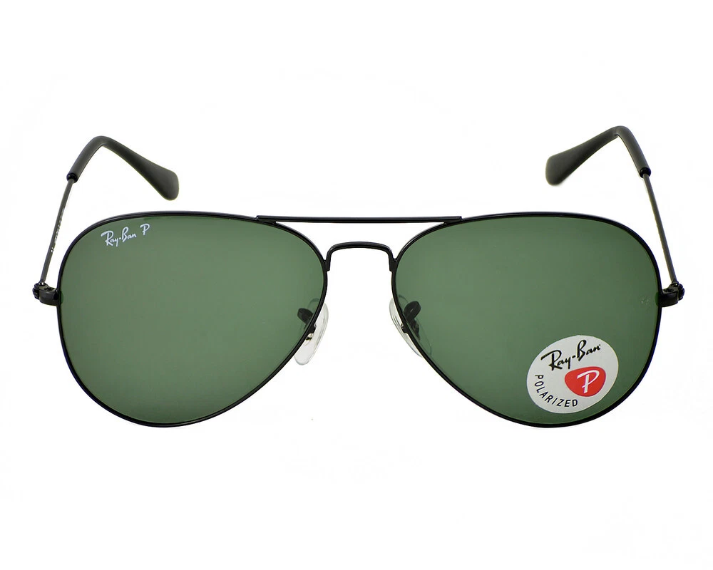 Ray ban aviator sales black frame green lens