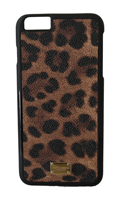 DOLCE & GABBANA Phone Case Cover Brown Leopard Leather iPhone 6 Plus RRP $250