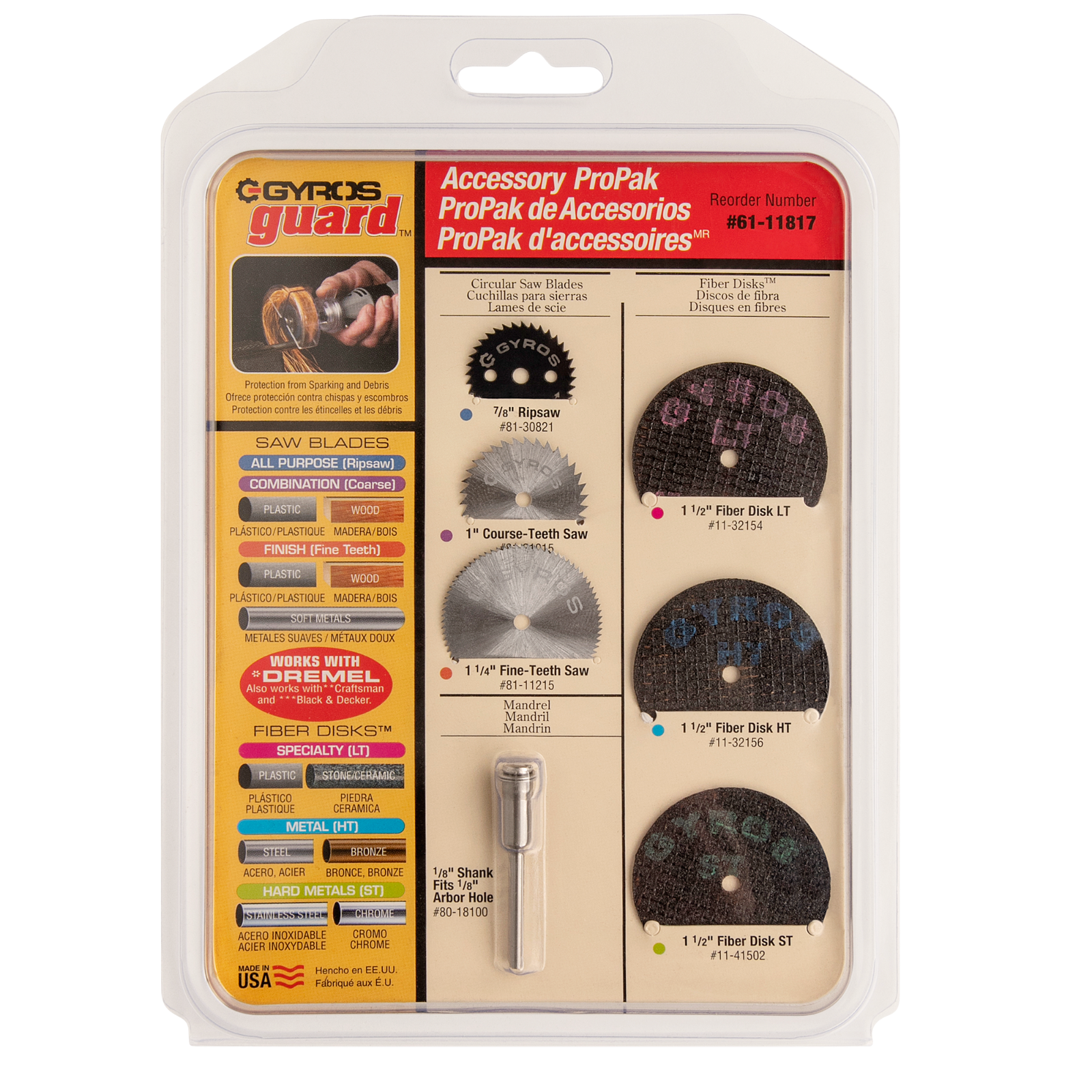 GYROS 7-Piece Mini Circular Saw Blades & Cut-Off Wheels Mix, +1 Mandrel 61-11817