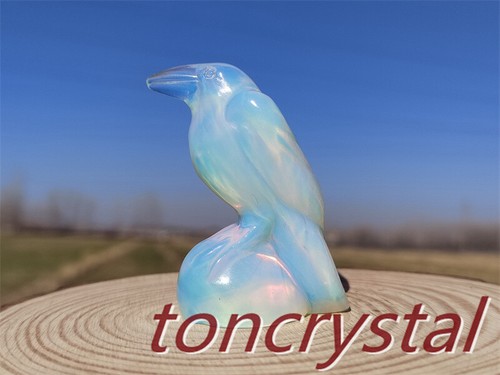 2" Opalite Raven Skull Hand Carving Quartz Crystal Bird Skull Reiki healing 1pc - Picture 5 of 11
