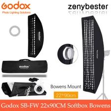 US 2Pcs Godox 22x90cm Strip SoftBox Honeycomb Grid For Bowens Mount Studio Flash