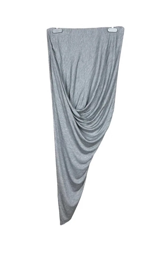 Falda Jersey Helmut Lang Dinámica Asimétrica Envoltura Drapeada Cinética Gris Jaspeado Foto 4 de 4