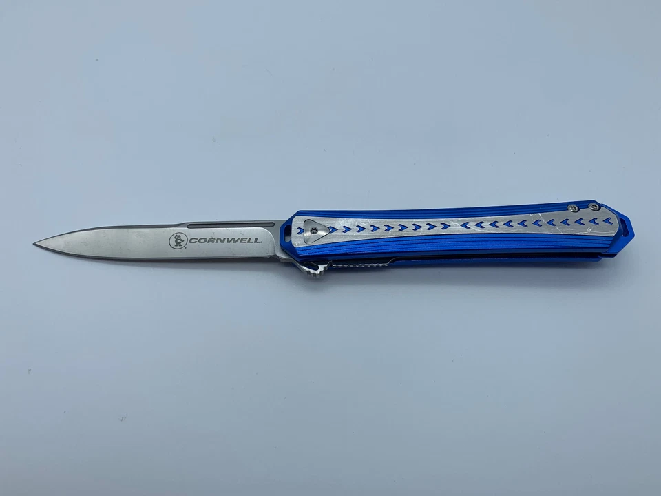 Cuchillo Cornwell CRKT 6710 CB Stickler mango asistido acero inoxidable punta de lanza azul  Foto 2 de 4