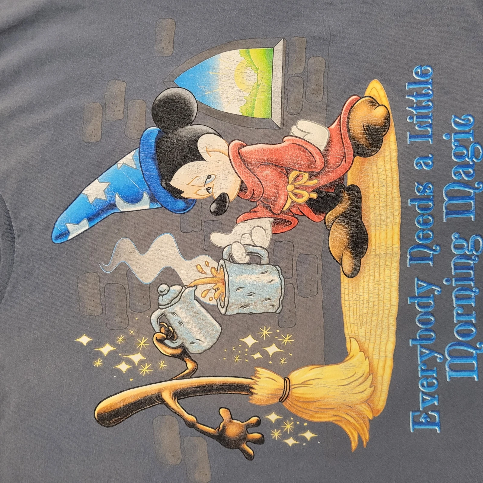 Vintage Y2K Mickey Mouse Crop-Top Shirt Women 2XL 25x23 Blue