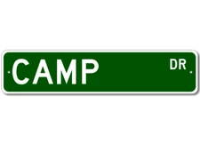 Camp Drive Street Sign Personalized Custom Last Name Metal Sign - Aluminum