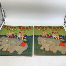 Tiny Tots Paint Book 1944 Unused Lot Of 2  Children Animals Elephants More