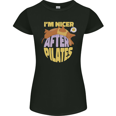 Nicer After Pilates lustiges Yoga Hund Damen Petite Cut T-Shirt