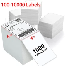 1000/Stack 4"x6" Fanfold Direct Thermal Shipping Labels Zebra & Rollo Printers 
