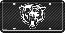 Chicago Bears Metal Auto Tag License Plate, Carbon Fiber Design, 6x12 Inch