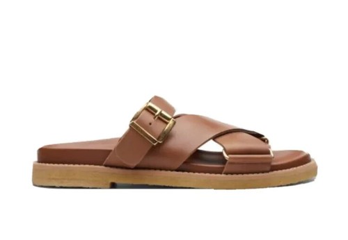 Clarks Originals Desert Cross Ladies Brown Leather Sandals Size UK 5 D /38 - Picture 4 of 4