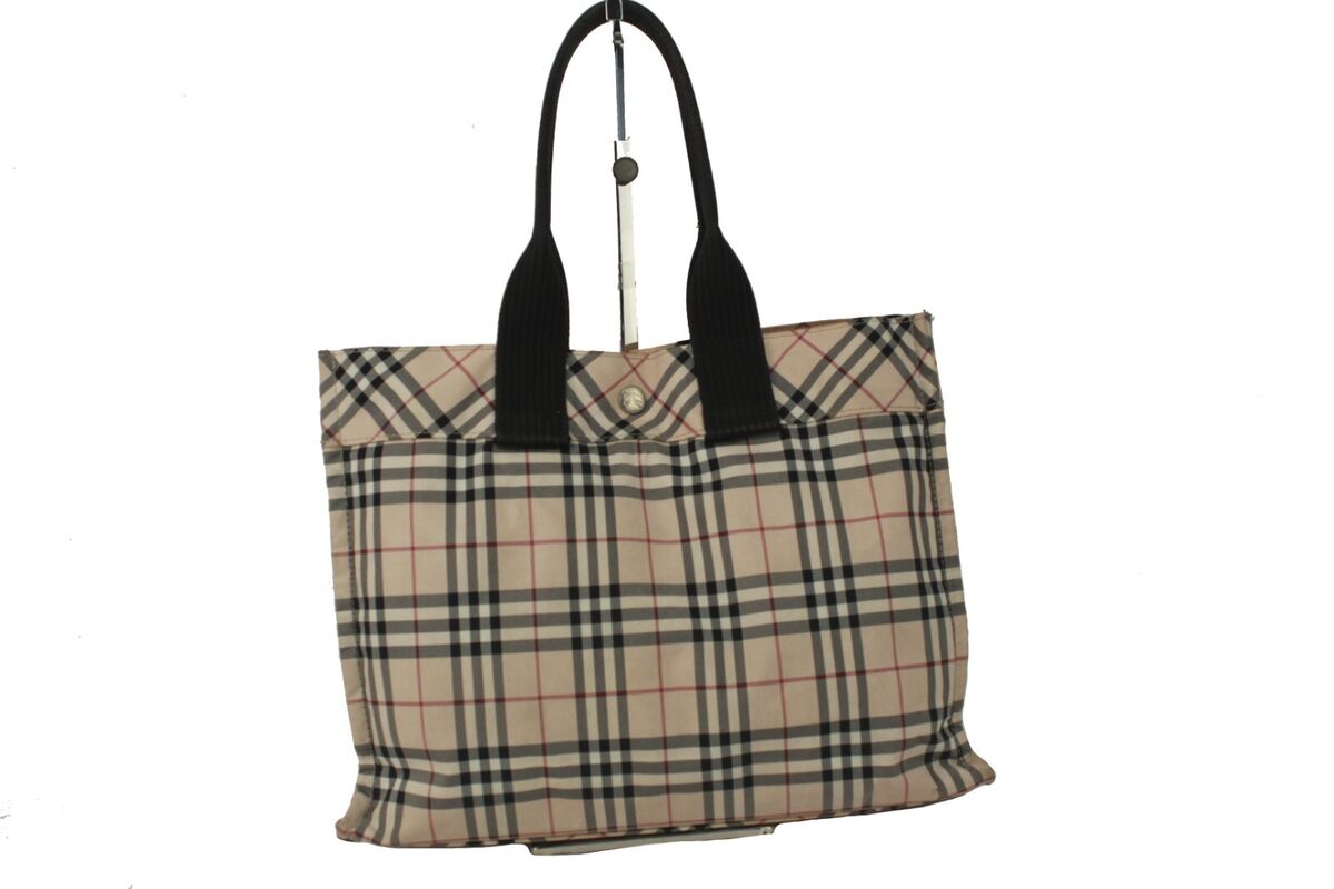 Burberry London Blue Label Beige Nova Check Tote Hand Bag Burberry London Blue Label Beige Nova Check Tote Hand Bag