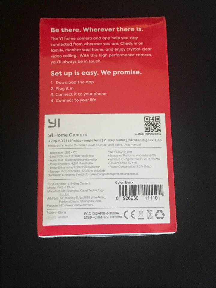 Nueva cámara de seguridad de vigilancia IP YI YHS-113-IR inalámbrica para interiores - negra versión EE. UU. Foto 2 de 4