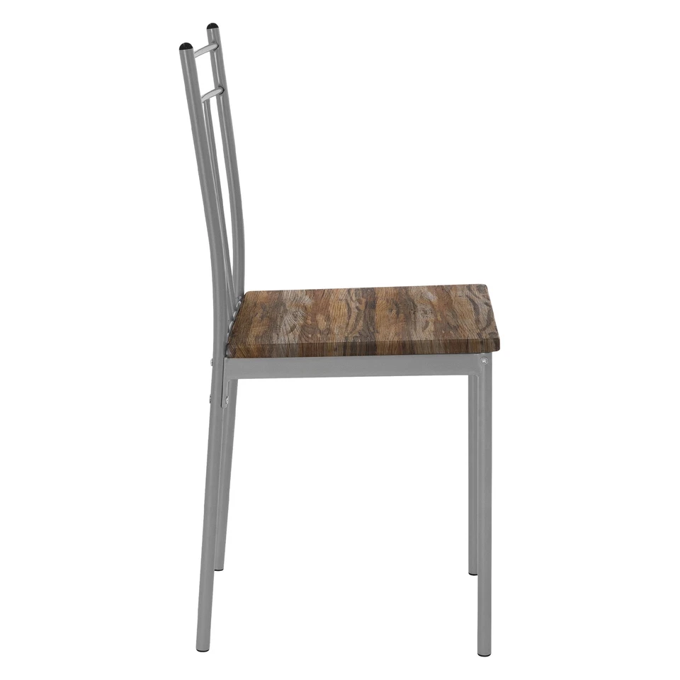 Table de salle à manger 4 chaises set de pièces en MDF/acier marron/bois flotté - Photo 3/4