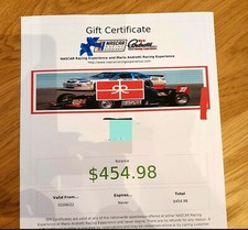 Voucher Gift certificate NASCAR Racing Experience Mario Andretti Racing