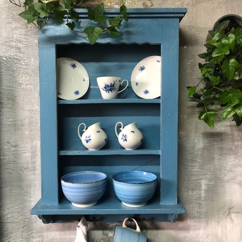 Handgefertigtes Vintage-Hänge-Regal in Antique Blue - Bild 2 von 8