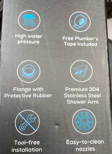 Cabezal de ducha de lluvia SparkPod de 6"" de lujo y brazo de ducha de 9"" - gris carbón - Imagen 2 de 3