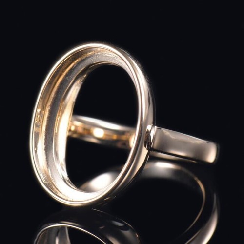Solitaire Custom Oval Cut Women Bezel Setting Anniversary Ring 14K Yellow Gold - Picture 2 of 10