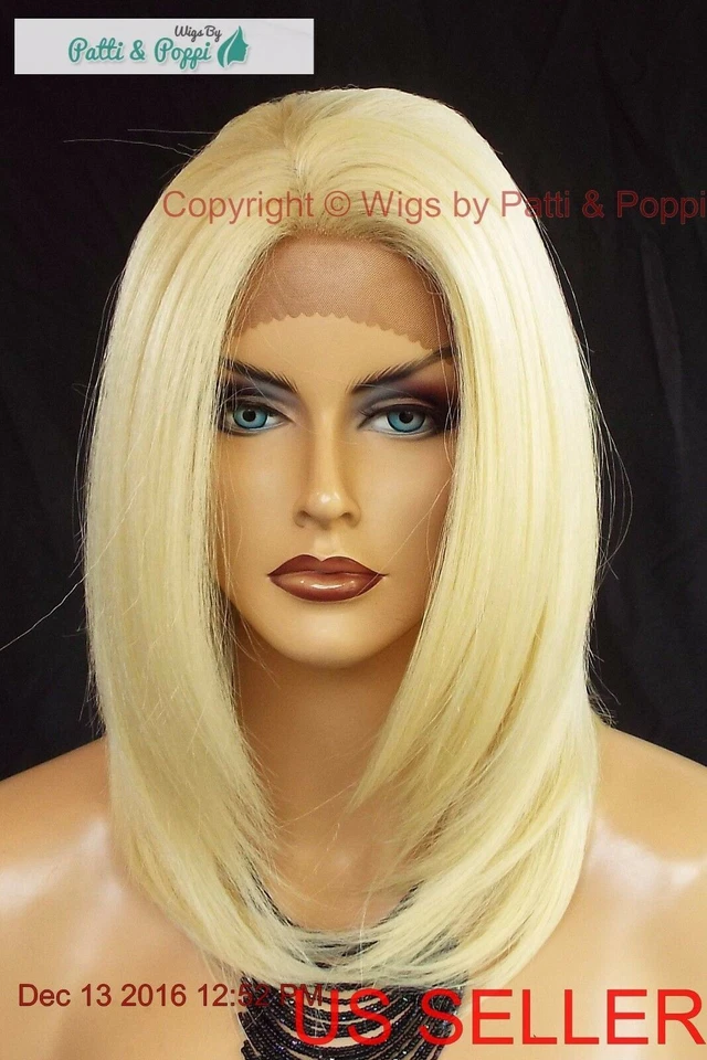 Peluca frontal de encaje atada a mano amigable con el calor 613 capas rectas suaves venta en Estados Unidos 1124 Foto 3 de 4