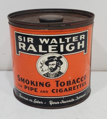 sir walter raleigh smoking tobacco can Vintage Sir Walter Raleigh Smoking Tobacco Tin Can Advertising ~ Empty  Canister