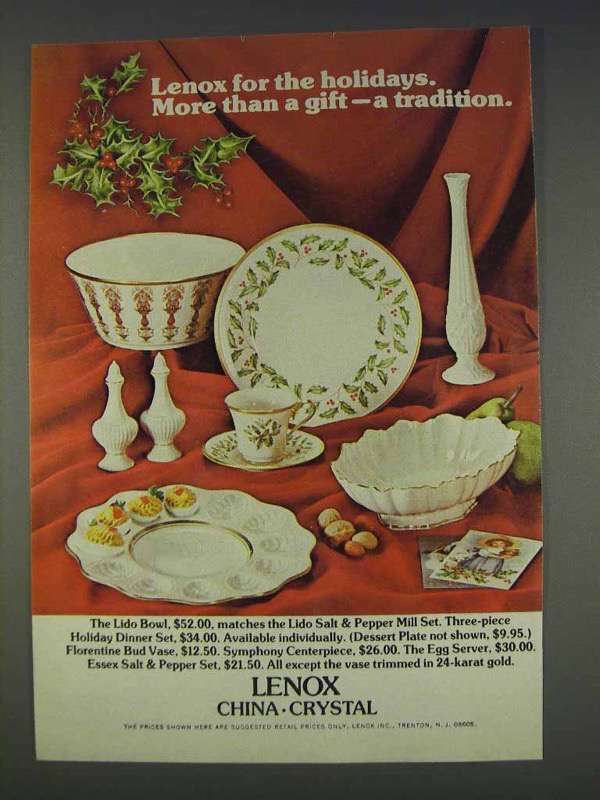 1977 Lenox China Ad - Lido Bowl, Holiday Dinner Set