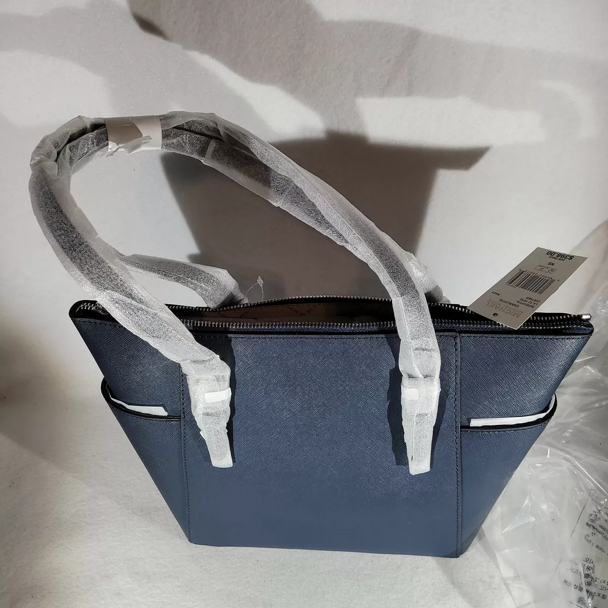  Michael Kors Charlotte Large Top Zip Tote (Navy/Silver