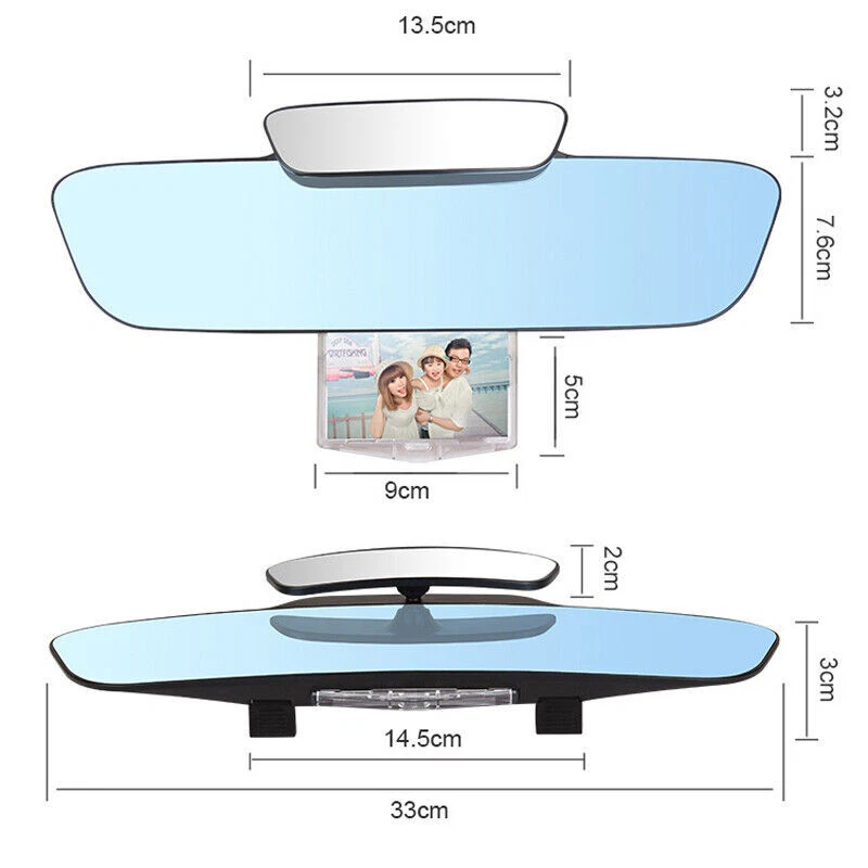 3 in 1 Car Interior Mirror Wide Convex Curve Clip On Rear View Mirror Extender - Image 2 of 4