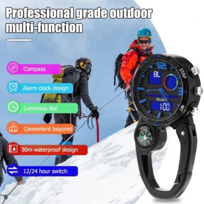 MULTIFUNCTION LED BACKPACKER ANALOG/DIGITAL QUARTZ WATCH/CARABINER COMPASS MORE!