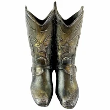 Trophy Craft Miniature Cowboy Boots Figurine Cast Bronze 2.5” Paperweight Vase