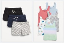 Old Navy Girls Dolphin Hem Cheer Shorts  Tank Tops Black Blue Floral L 10-12