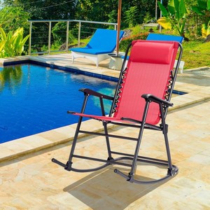 Details About Portable Rocking Chair Recliner Headrest Patio Pool Yard Outdoor Furniture Seat