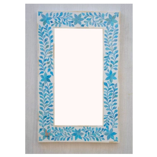 Marco de espejo de forma rectangular con incrustación ósea hecho a mano con espejo gratuito para el hogar